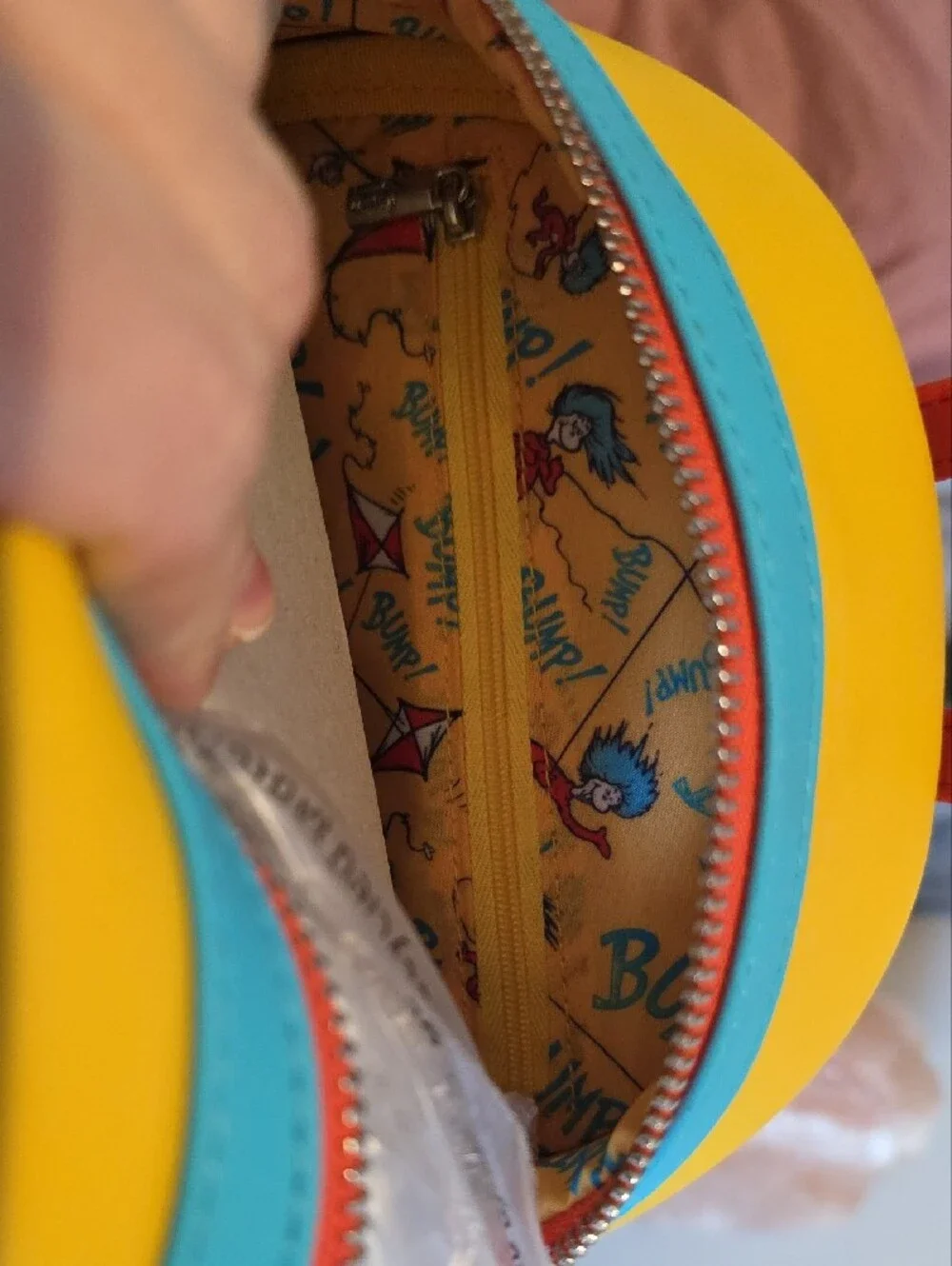 Loungefly Dr. Seuss Yellow Cat in the Hat Mini Backpack with Red & Blue Accents